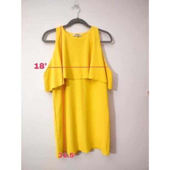 Zara Yellow Cold Shoulder Coastal Grandmother Dress Textured Ribbed Size Medium - Picture 11 of 12